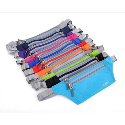 2-Zipper Running Fanny Pack Waist Bag Travel Passport Wallet