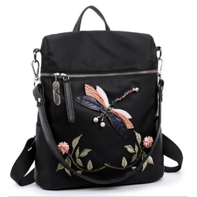 2 in1 Dragonfly embroidery backpack/Tote bag