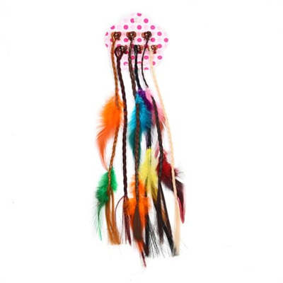 Braided Faux Hair and Feather Hair Clip