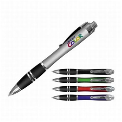 Click rubber grip ballpoint pen with ring