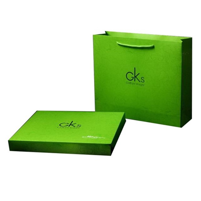Gift Set. Custom Laminated Matte Paper Bag with Paper Box.