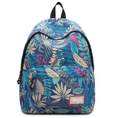 Leaf Print College Canvas Backpack