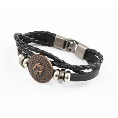 Leather Alloy Bracelet With Engrave Logo