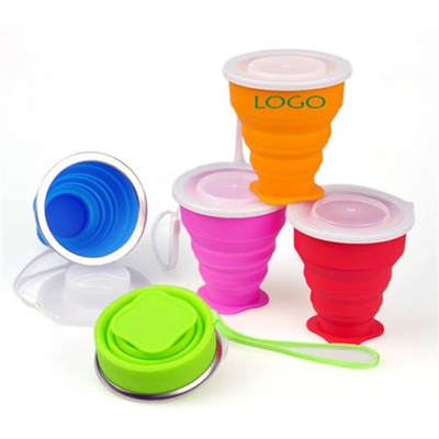 Silicone Foldable Travel Cup With Strap