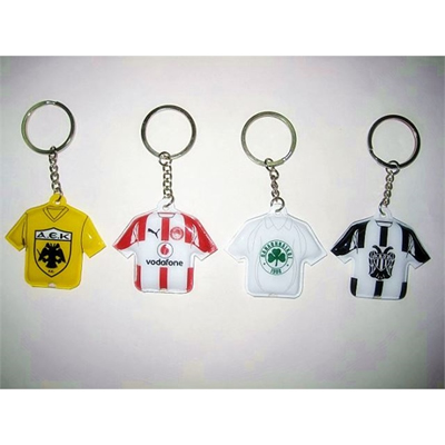 Soft plastic T - shirt shaped PVC keychain with LED light