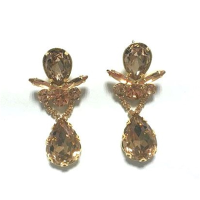 Teardrop Gold Tone CZ Dangle Earrings