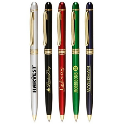 Twist action Straight Metal Ballpoint Pen with Round Top